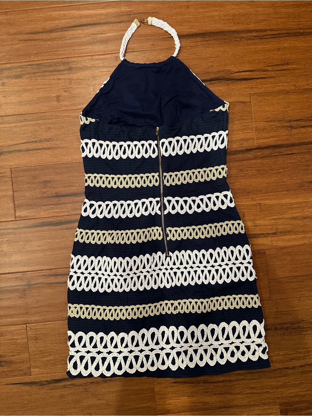 Lilly Pulitzer Navy Dress with White Crochet Trim Coastal Size 4 - Picture 4 of 6